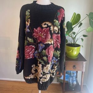 Vintage Jennifer Reed Knitted by Hand Sweater, with Padded Shoulders! Size 3x.